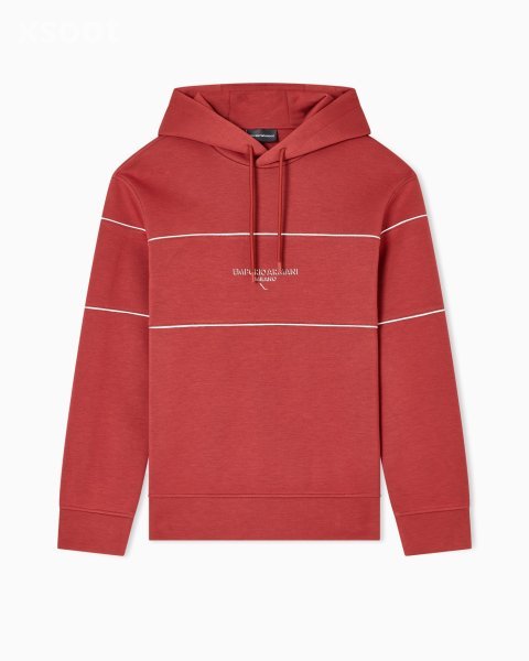 Double-jersey hooded sweatshirt with 3D-effect logo