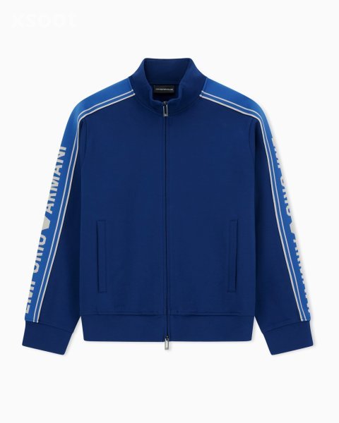 ASV double-jersey full-zip sweatshirt with logo stripe