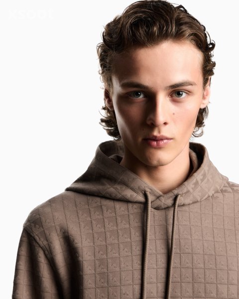 ASV Lyocell-blend jacquard jersey hooded sweatshirt with repeated eagle motif