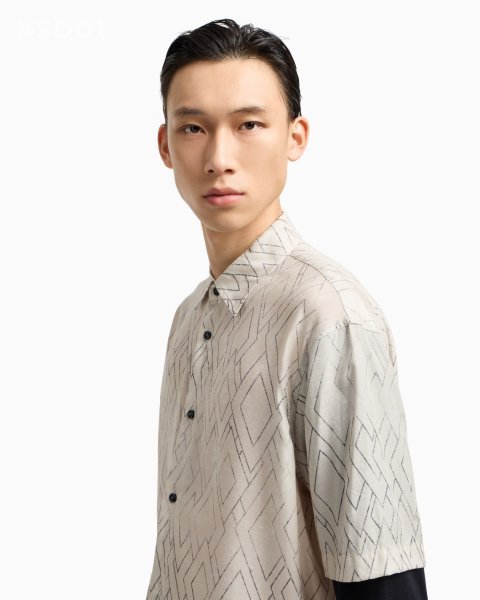 ASV comfort-fit printed Lyocell-blend shirt with a two-piece effect