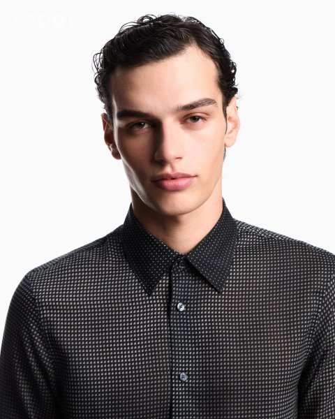 ASV Lyocell shirt with all-over micro-pattern print