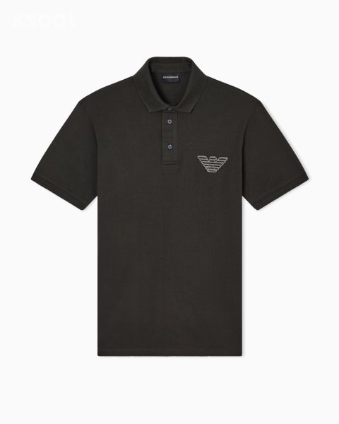 Piqué jersey polo shirt with eagle patch