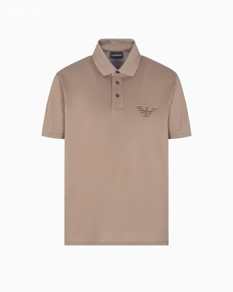 Piqué jersey polo shirt with eagle patch