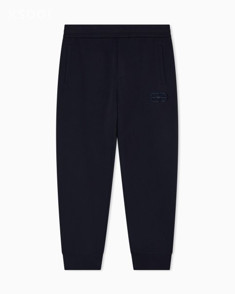 Double-jersey joggers with embossed embroidered EA logo