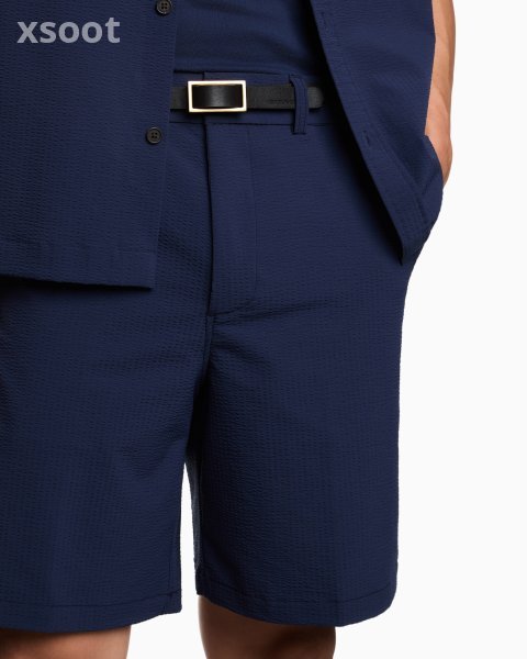 Seersucker nylon chino-style Bermuda shorts