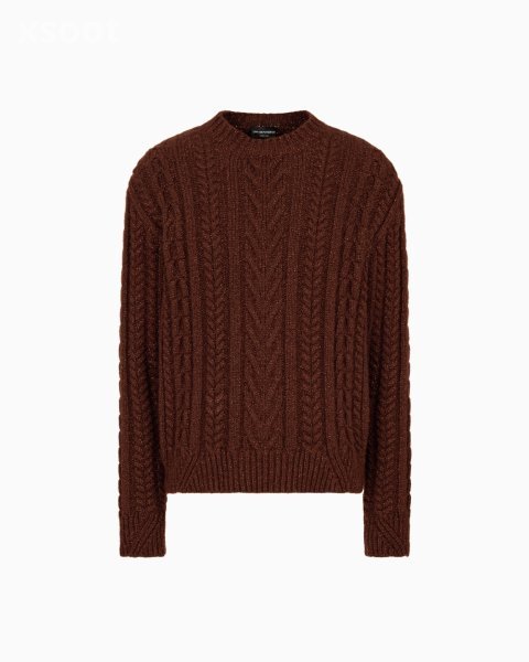 Cable-knit jumper in a wool and lurex blend
