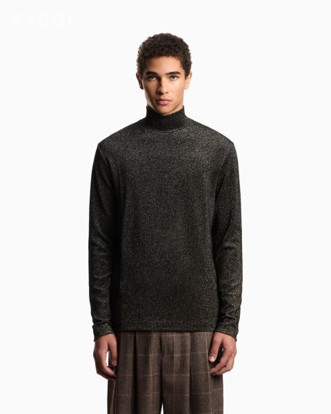 Lurex jersey mock-neck jumper