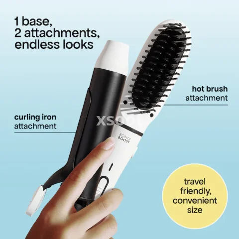 Mini Interchangeable 2-in-1 Hair Straightener Brush and Curling Iron