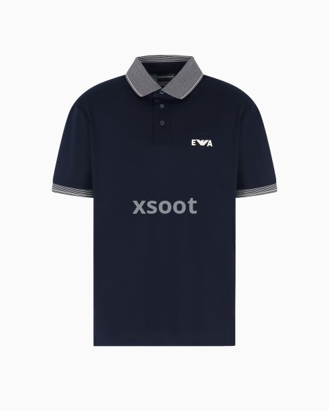 Piqué polo shirt with super-embossed EA embroidery
