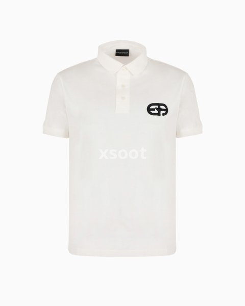Lyocell-blend jersey polo shirt with embossed EA logo embroidery