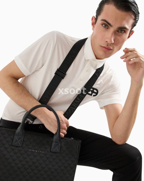 Lyocell-blend jersey polo shirt with embossed EA logo embroidery