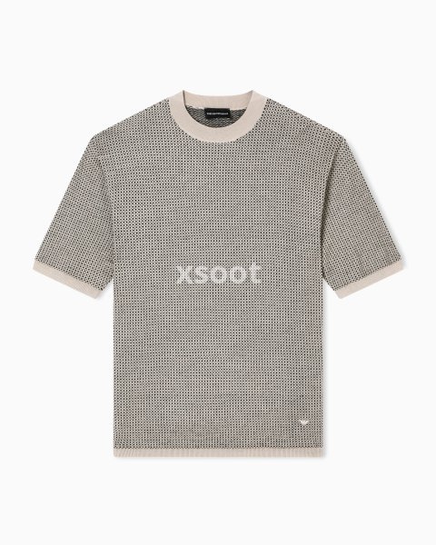 Virgin-wool jumper with two-tone jacquard micro motif