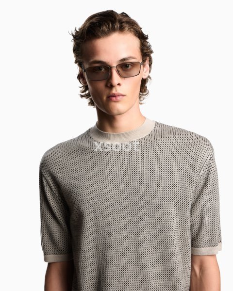 Virgin-wool jumper with two-tone jacquard micro motif