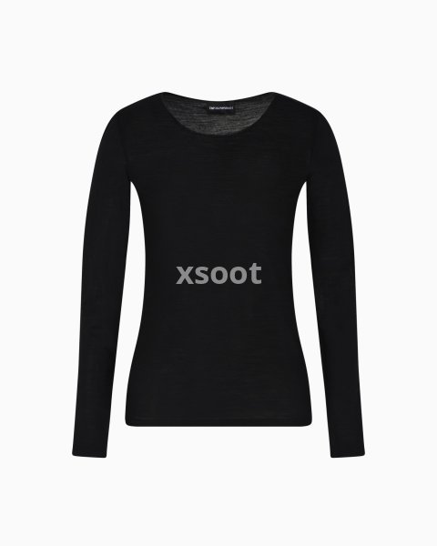 Round-neck jumper made of lightweight jersey in a wool and silk blend