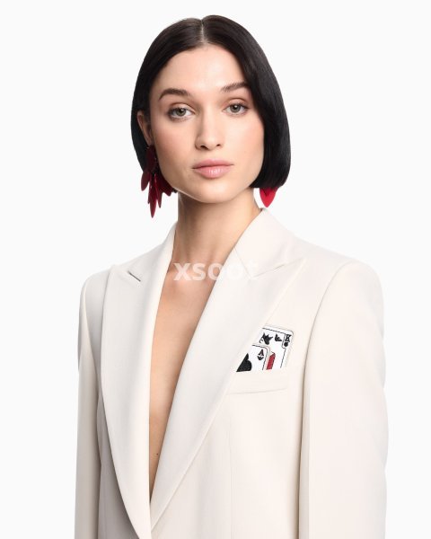Single-breasted blazer in envers satin with Jeu de Cartes detail