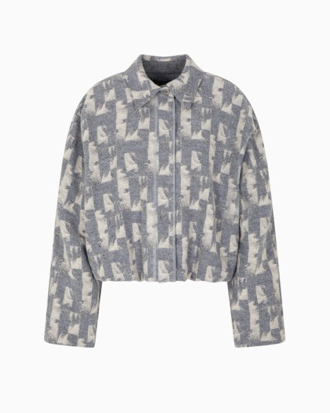 Jacquard wool-blend blouson with an irregular geometric motif