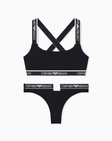ASV Iconic organic-cotton bralette and Brazilian briefs set with logo band