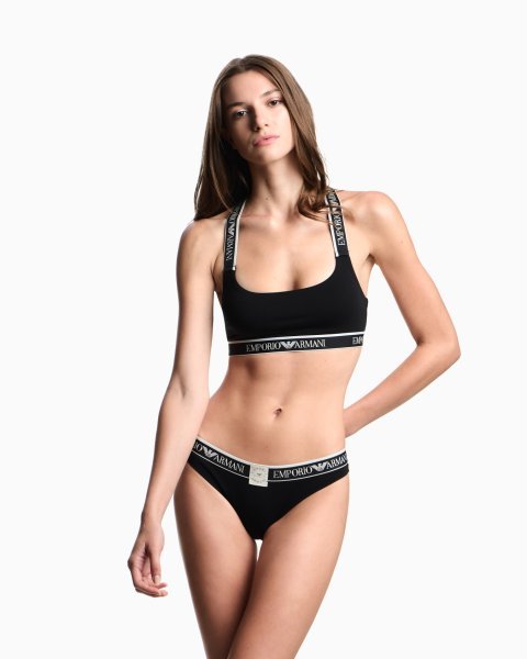 ASV Iconic organic-cotton bralette and Brazilian briefs set with logo band