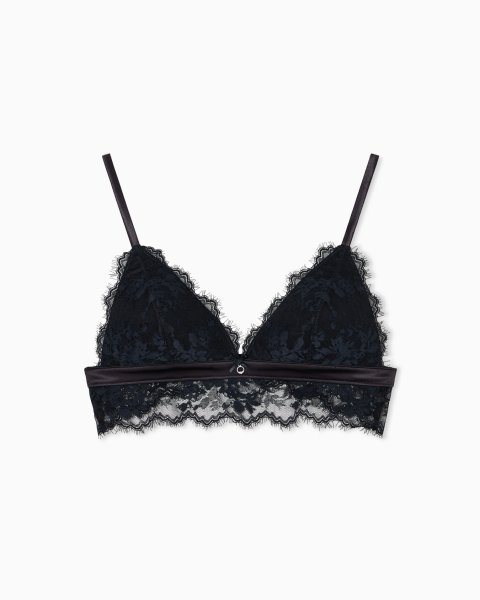 ASV lace padded triangular bra with satin detail