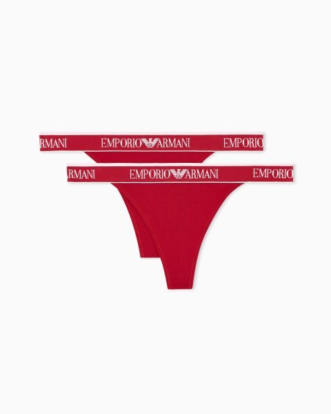 Two-pack of ASV Iconic organic-cotton thongs with logo waistband