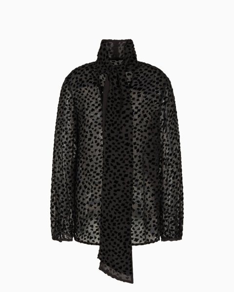 ASV Jeu de Cartes devoré tulle shirt with foulard collar