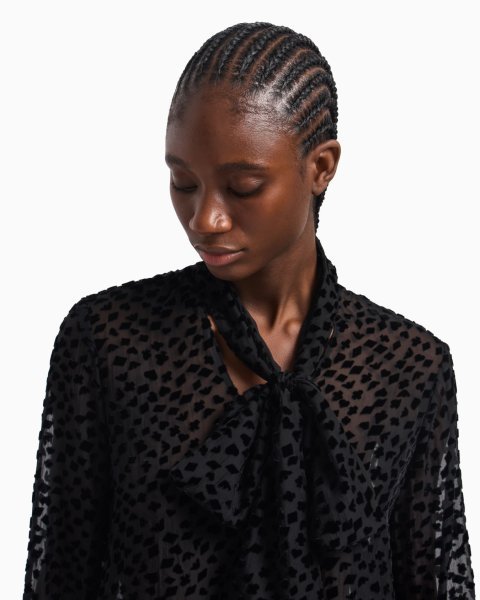 ASV Jeu de Cartes devoré tulle shirt with foulard collar