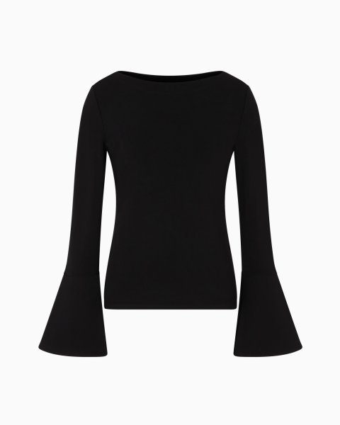 Crêpe jersey top with padded sleeves