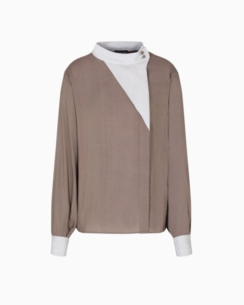 Fluid muslin shirt with off-centre closure