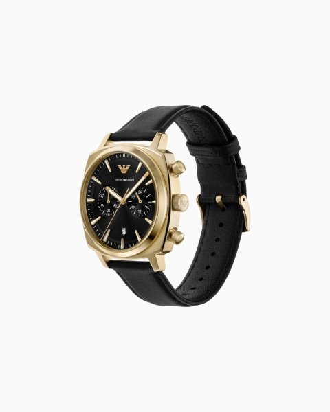 Chronograph Black Leather Watch