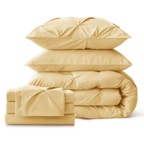 Best Seller Bedsure Pintuck Pinch Pleat Bedding Sets (Set Of 5 Or 7) Bed-in-a-Bag, 89GSM