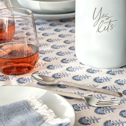 over&back Hand-Blocked Tablecloth