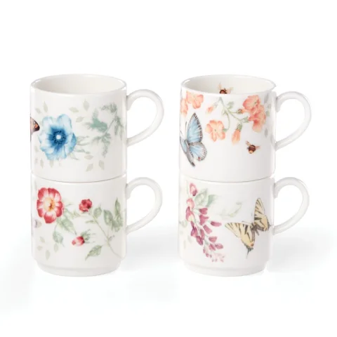 4 Piece Butterfly Meadow Stacking Mug Set