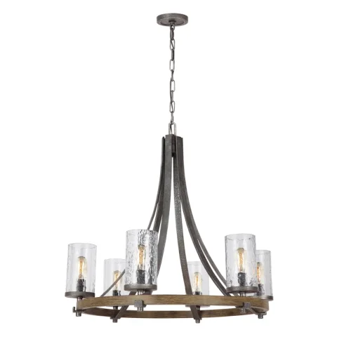 Schrum 6 - Light Dimmable Wagon Wheel Chandelier