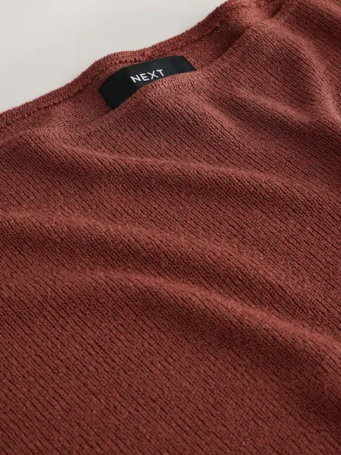 Chocolate Brown Slouch Sheerknit Drape Top