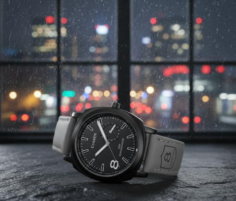 Men's Aviator-Inspired Textured Dial Watch - Non Waterproof (black)