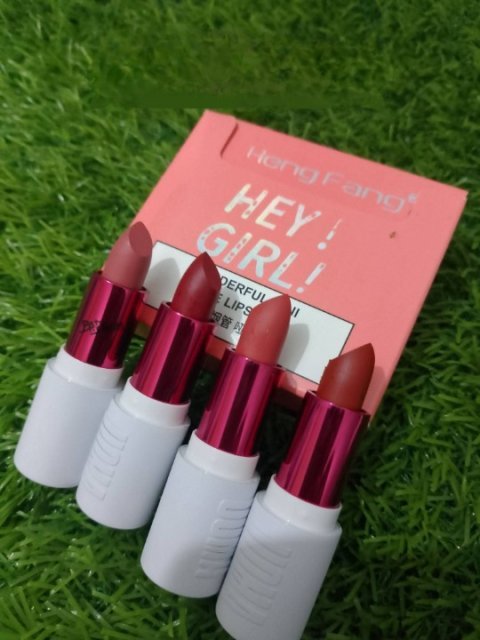 HengFang Hey Girl Mini Velvet Matte Lipstick Set | High Pigment Long-Lasting Lip Color | Pack of 4 Shades