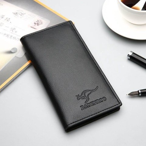 Men’s Leather Bi-Fold Wallet With Classic Design, Durable Leather Material, Easy Carrying, And Everyday Use For Style And Functionality - Black