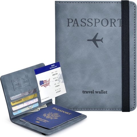 Voyager Series RFID Protected Passport Cover Holder And Travel Wallet Premium Leather - Black