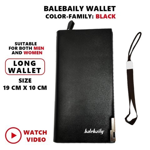 Balebaily Premium Black Long Wallet – Sleek Leather Finish Stylish Men’s Wallet