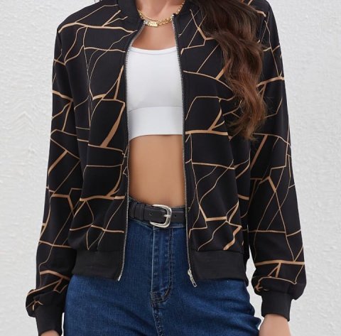 Ladies Lining Jacket Elegant Design Smooth Comfort Easy Wear Durable Stitching Lightweight - L-Black and White