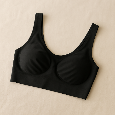 Ladies Air Bra – Soft Jersey Fabric, Plain Non-Padded Design, Comfortable & Lightweight Everyday Wear Lingerie in Black Color (Stretchable Size)
