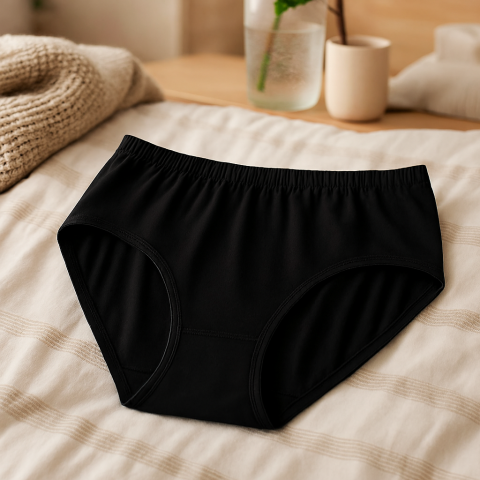 High Quality Pure Cotton Soft Fabric Panty – Comfortable Everyday Wear (Black, S/M/L) - Large