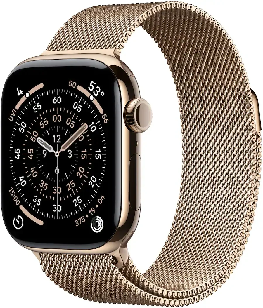 Apple Watch Series 11 (GPS+Cellular) 42mm Titanium Case with Gold Milanese Loop - Gold - (2025)