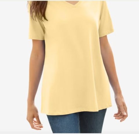 Plus Size Woman Perfect Short-Sleeve V-Neck Tee By Woman Within