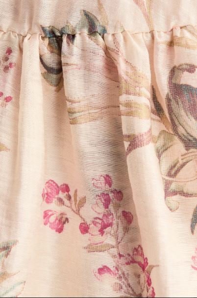 H&M MAMA Light beige/floral MAMA Linen-Blend Dress