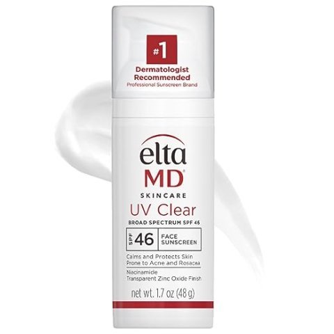 EltaMD UV Clear Face Sunscreen SPF 46, Oil-Free Sunscreen with Zinc Oxide, Dermatologist Recommended