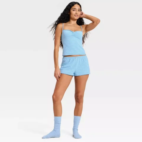 Women's Wild Fable Notch Collar Shirt and Shorts Pajama Set