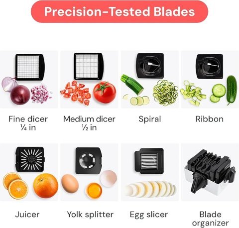 Fullstar Vegetable Chopper & Mandoline Slicer for Kitchen - Food Chopper with Container, Cheese Grater, Home Essentials & Kitchen Gadgets (7 in 1, White)