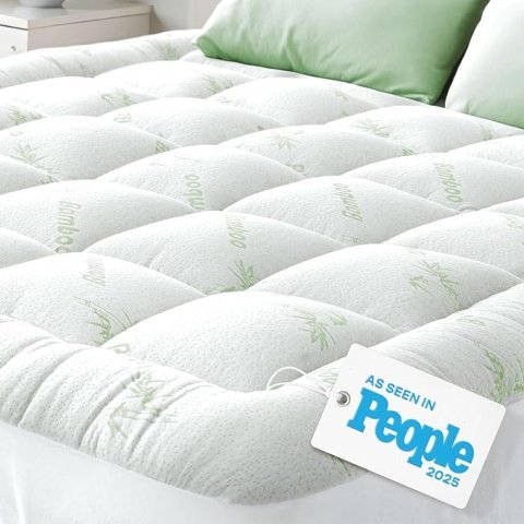 Niagara Sleep Solution Ultra Soft Queen Size Mattress Topper - Viscose Made from Bamboo Pillow Top Mattress Pad for Back Pain Relief - Naturally Cooling for Hot Sleepers, Sage