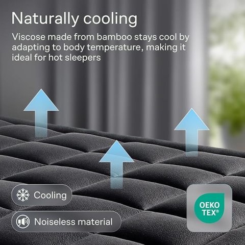 Niagara Sleep Solution Ultra Soft Queen Size Mattress Topper - Viscose Made from Bamboo Pillow Top Mattress Pad for Back Pain Relief - Naturally Cooling for Hot Sleepers, Sage